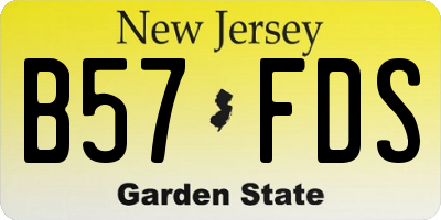NJ license plate B57FDS
