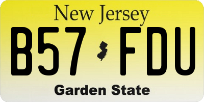 NJ license plate B57FDU