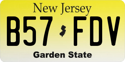 NJ license plate B57FDV