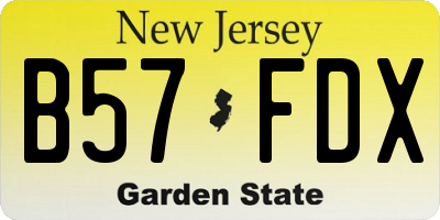 NJ license plate B57FDX