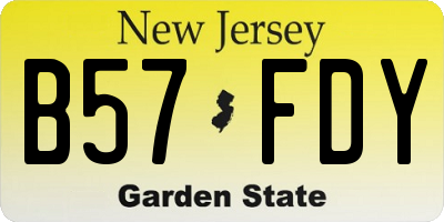 NJ license plate B57FDY