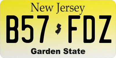 NJ license plate B57FDZ