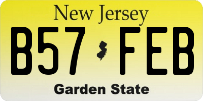 NJ license plate B57FEB