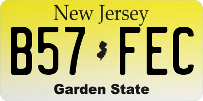 NJ license plate B57FEC