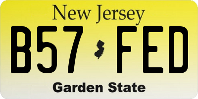 NJ license plate B57FED