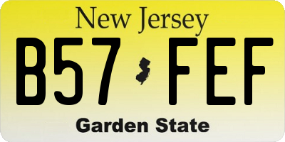 NJ license plate B57FEF