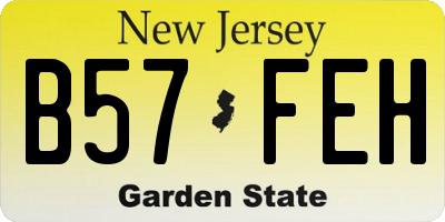 NJ license plate B57FEH
