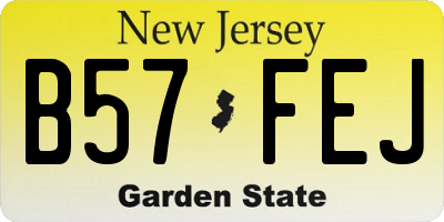 NJ license plate B57FEJ