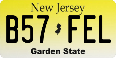 NJ license plate B57FEL