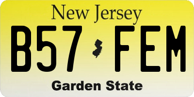 NJ license plate B57FEM