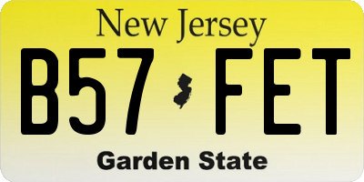 NJ license plate B57FET