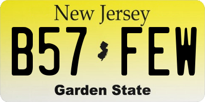 NJ license plate B57FEW