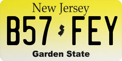 NJ license plate B57FEY