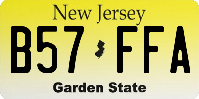 NJ license plate B57FFA