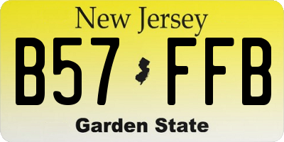 NJ license plate B57FFB