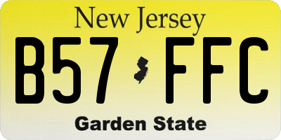 NJ license plate B57FFC