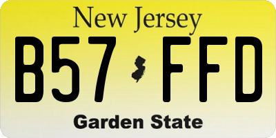 NJ license plate B57FFD