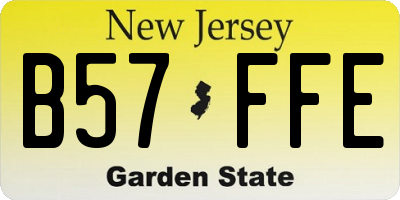 NJ license plate B57FFE