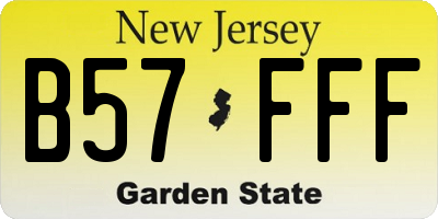 NJ license plate B57FFF