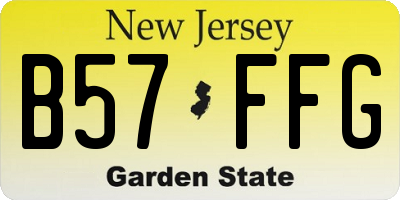 NJ license plate B57FFG
