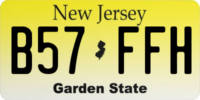NJ license plate B57FFH
