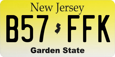 NJ license plate B57FFK