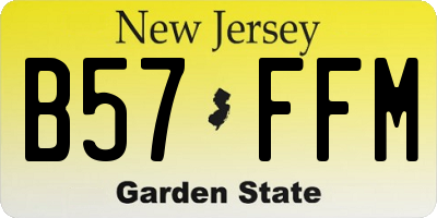 NJ license plate B57FFM