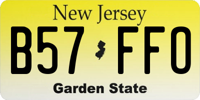 NJ license plate B57FFO
