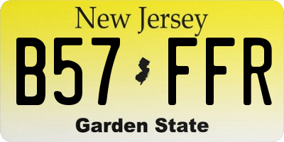 NJ license plate B57FFR