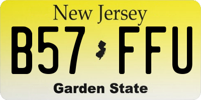 NJ license plate B57FFU