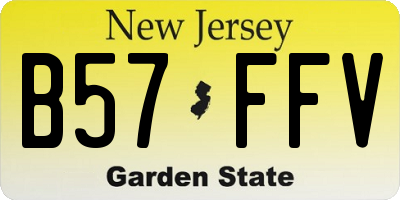 NJ license plate B57FFV
