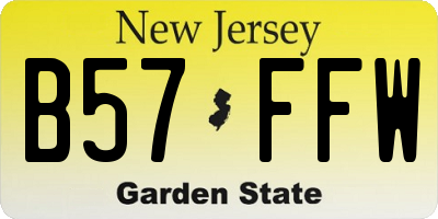 NJ license plate B57FFW