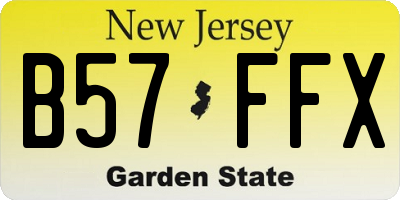 NJ license plate B57FFX