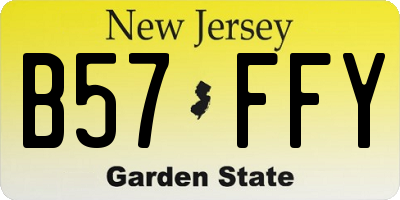NJ license plate B57FFY