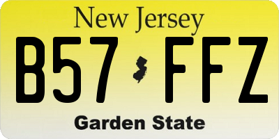 NJ license plate B57FFZ