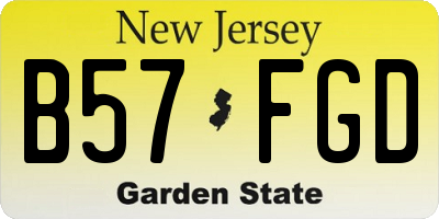 NJ license plate B57FGD