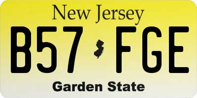 NJ license plate B57FGE