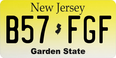 NJ license plate B57FGF