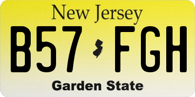 NJ license plate B57FGH
