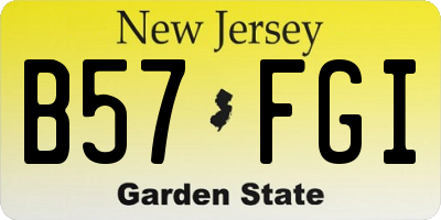 NJ license plate B57FGI