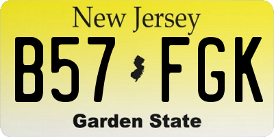 NJ license plate B57FGK