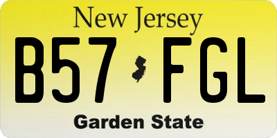 NJ license plate B57FGL