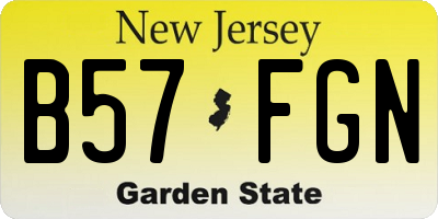 NJ license plate B57FGN