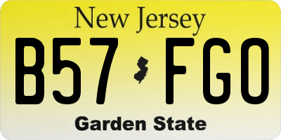 NJ license plate B57FGO