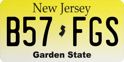 NJ license plate B57FGS