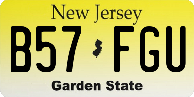 NJ license plate B57FGU