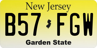 NJ license plate B57FGW