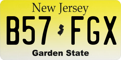 NJ license plate B57FGX
