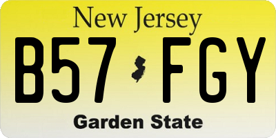 NJ license plate B57FGY