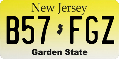 NJ license plate B57FGZ